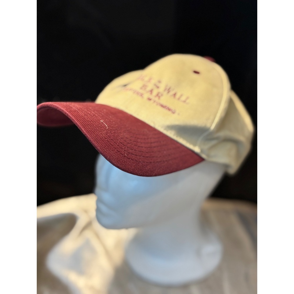 Westaction Brand Hole in the Wall Bar Kaycee Wyoming Hat Tan Maroon Baseball Cap